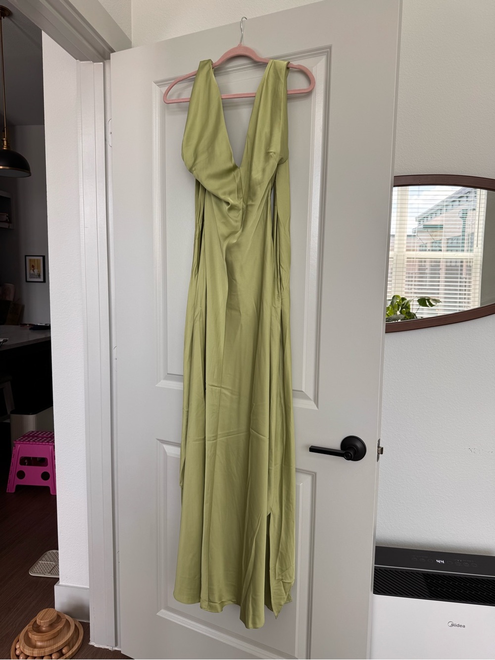 NWT BHLDN Celeste Plunge Satin Green  Maxi Dress | Anthropologie - Picture 4 of 7